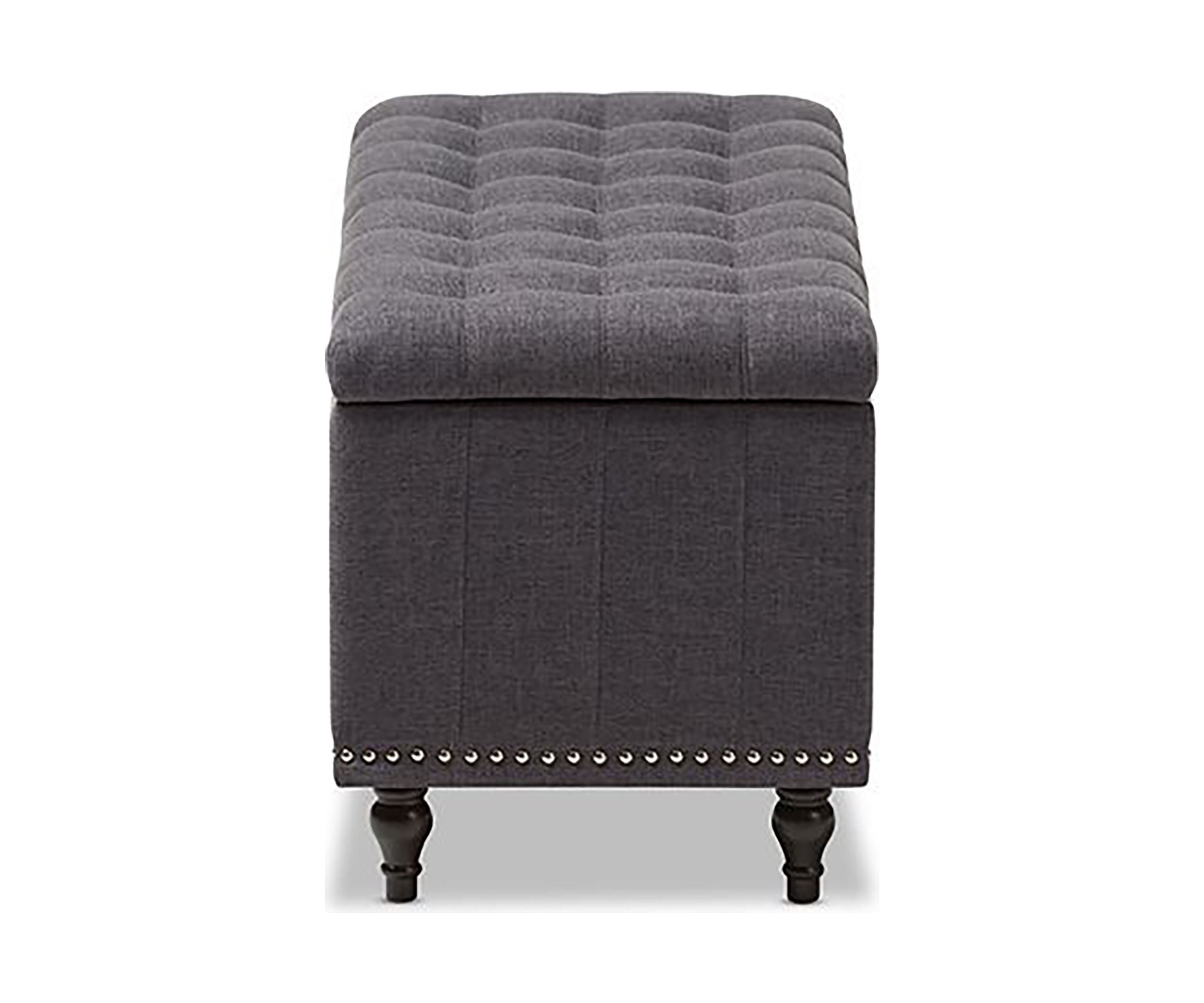 Kaylee Modern Classic Dark Grey Fabric Upholstered Button-Tufting Storage Ottoman Bench