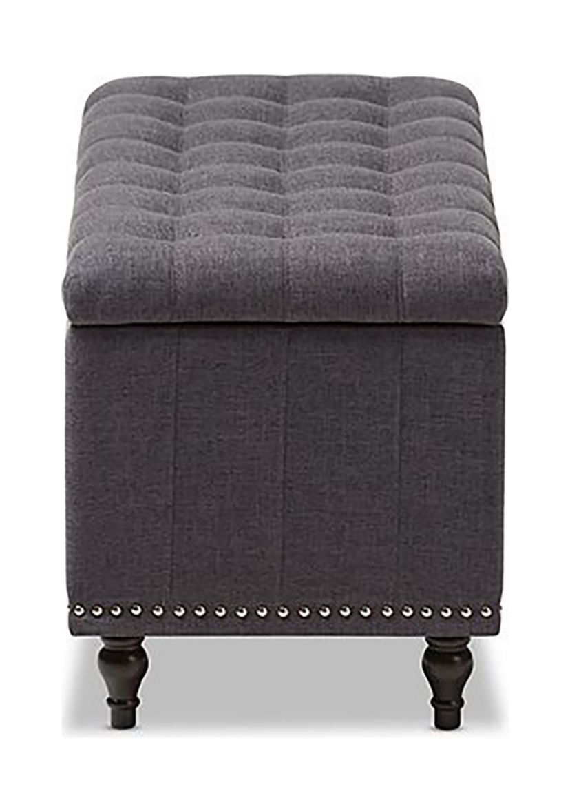 Kaylee Modern Classic Dark Grey Fabric Upholstered Button-Tufting Storage Ottoman Bench