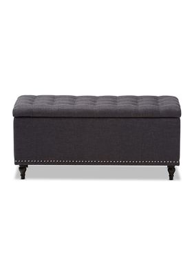Kaylee Modern Classic Dark Grey Fabric Upholstered Button-Tufting Storage Ottoman Bench