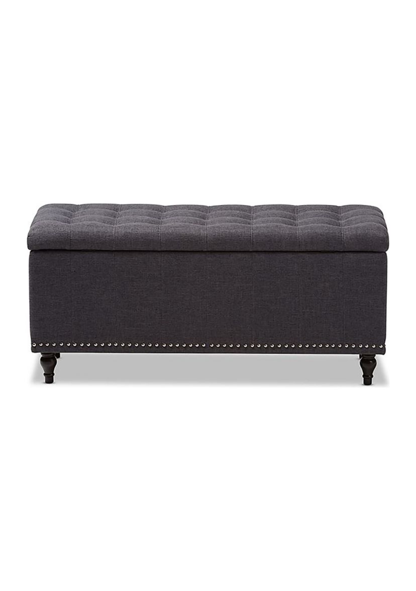 Kaylee Modern Classic Dark Grey Fabric Upholstered Button-Tufting Storage Ottoman Bench