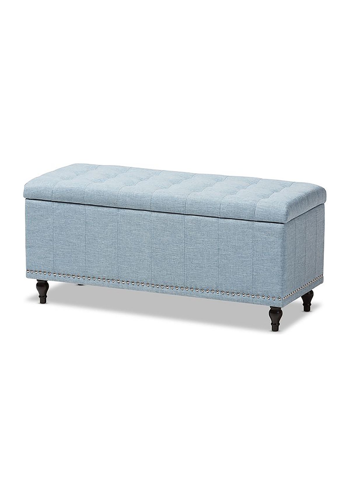 Kaylee Modern Classic Light Blue Fabric Upholstered Button-Tufting Storage Ottoman Bench