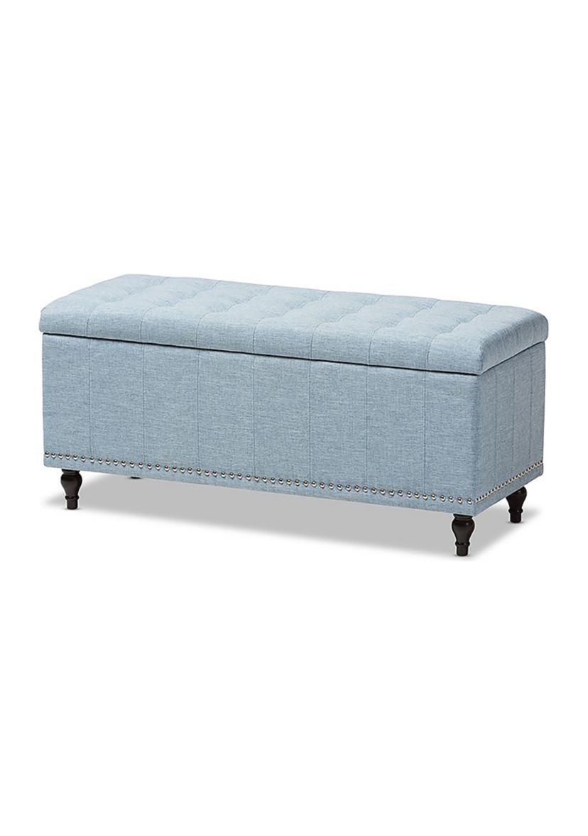 Kaylee Modern Classic Light Blue Fabric Upholstered Button-Tufting Storage Ottoman Bench