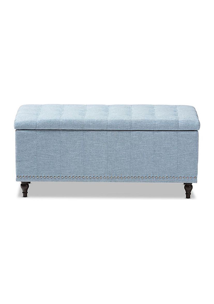 Kaylee Modern Classic Light Blue Fabric Upholstered Button-Tufting Storage Ottoman Bench