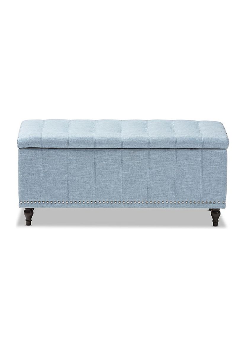 Kaylee Modern Classic Light Blue Fabric Upholstered Button-Tufting Storage Ottoman Bench