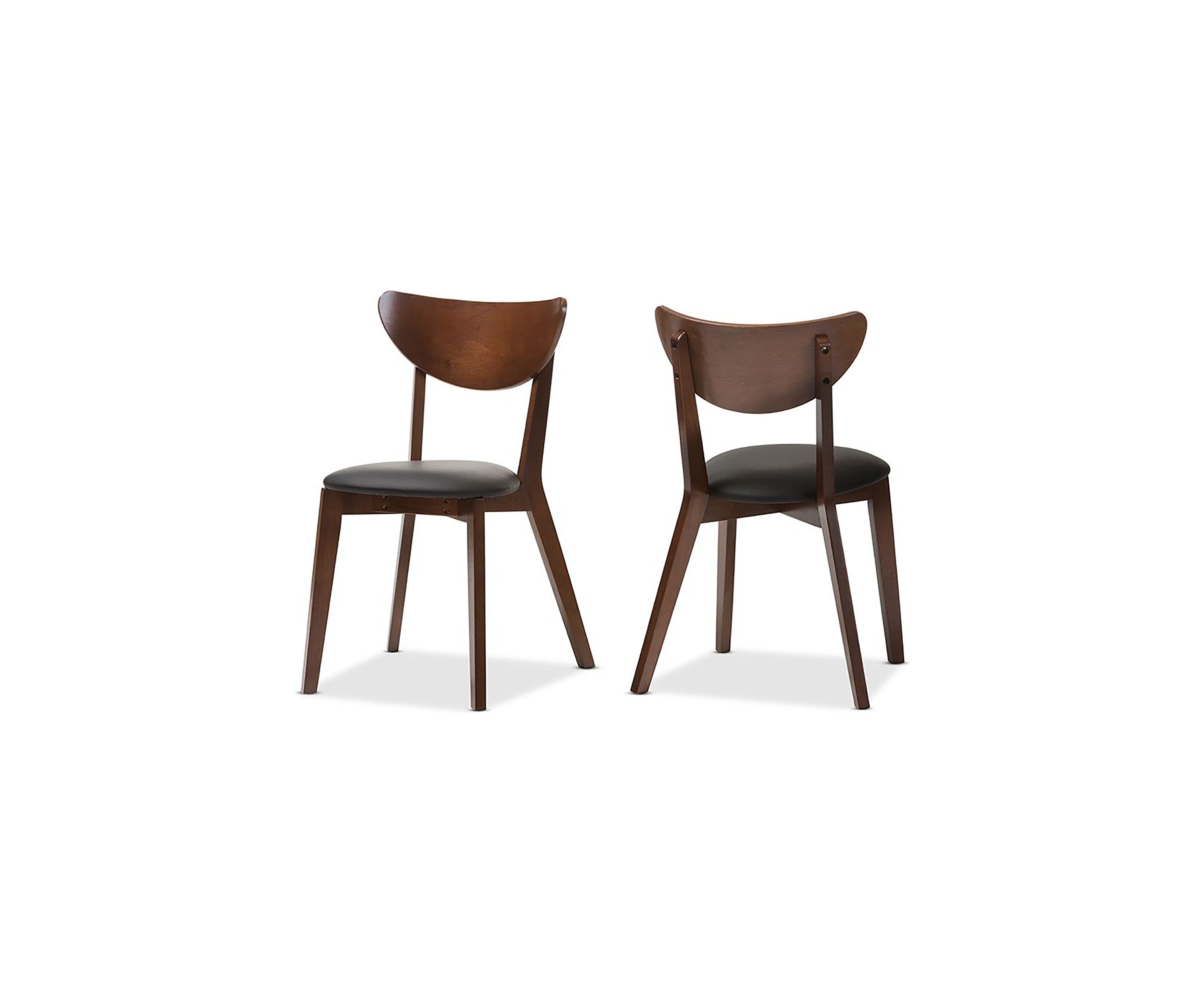 Sumner Mid-Century Black Faux Leather and Walnut Brown Wood Dining Chair