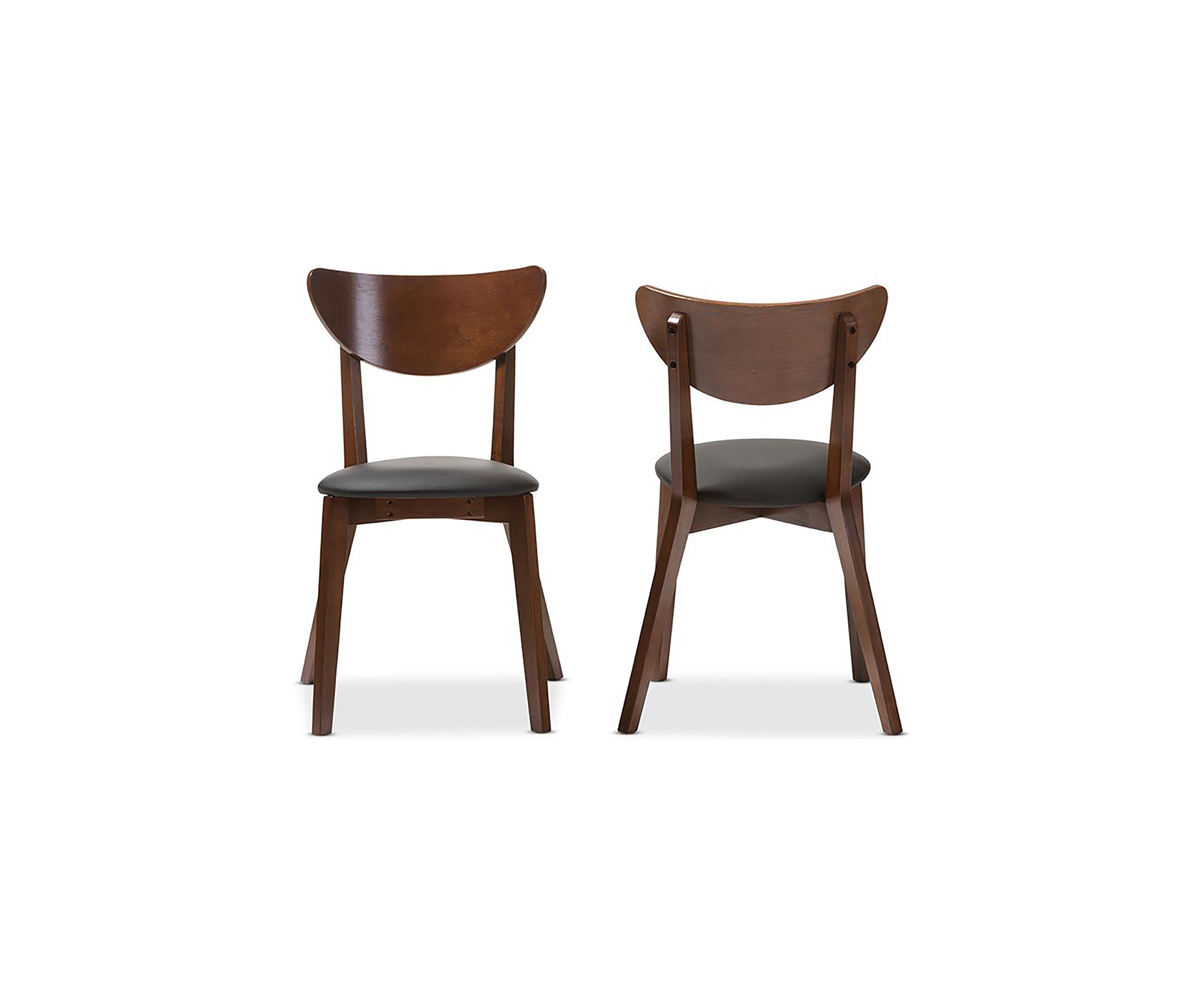 Sumner Mid-Century Black Faux Leather and Walnut Brown Wood Dining Chair