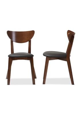 Sumner Mid-Century Black Faux Leather and Walnut Brown Wood Dining Chair