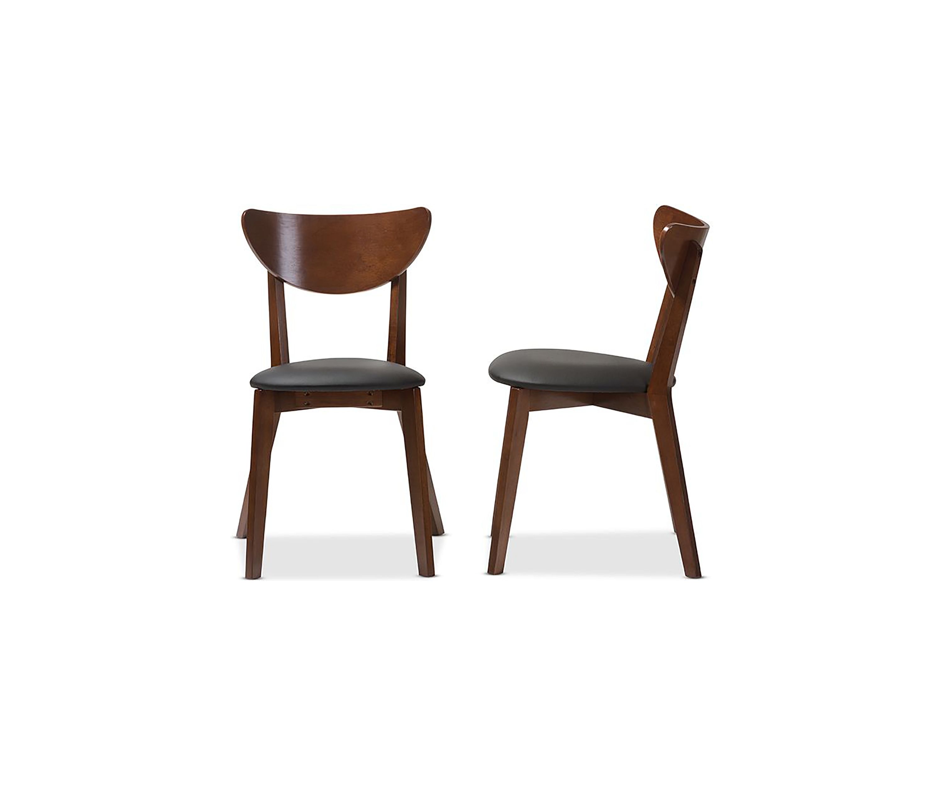 Sumner Mid-Century Black Faux Leather and Walnut Brown Wood Dining Chair