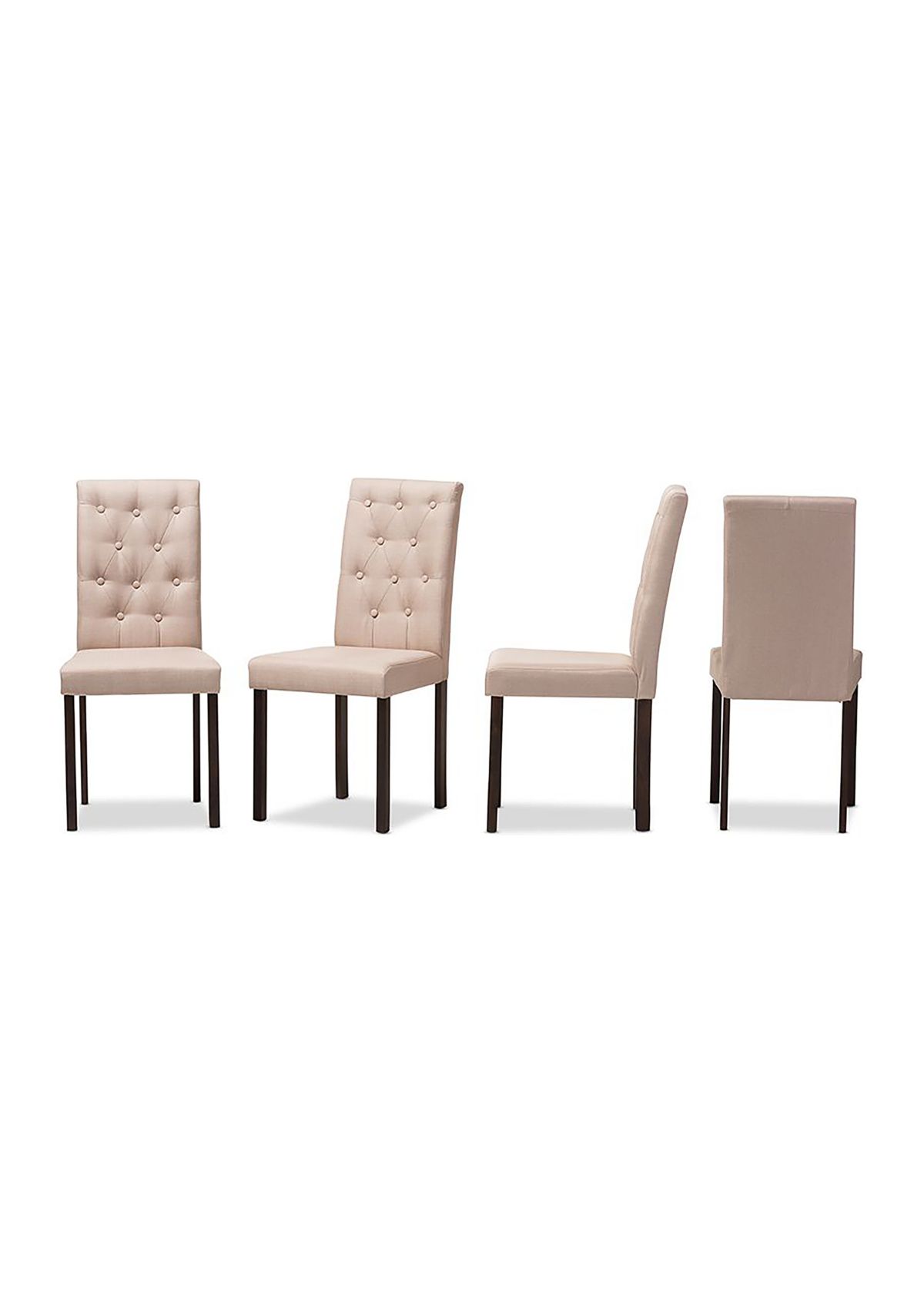 Gardner Modern and Contemporary Dark Brown Finished Beige Fabric Upholstered Dining Chair