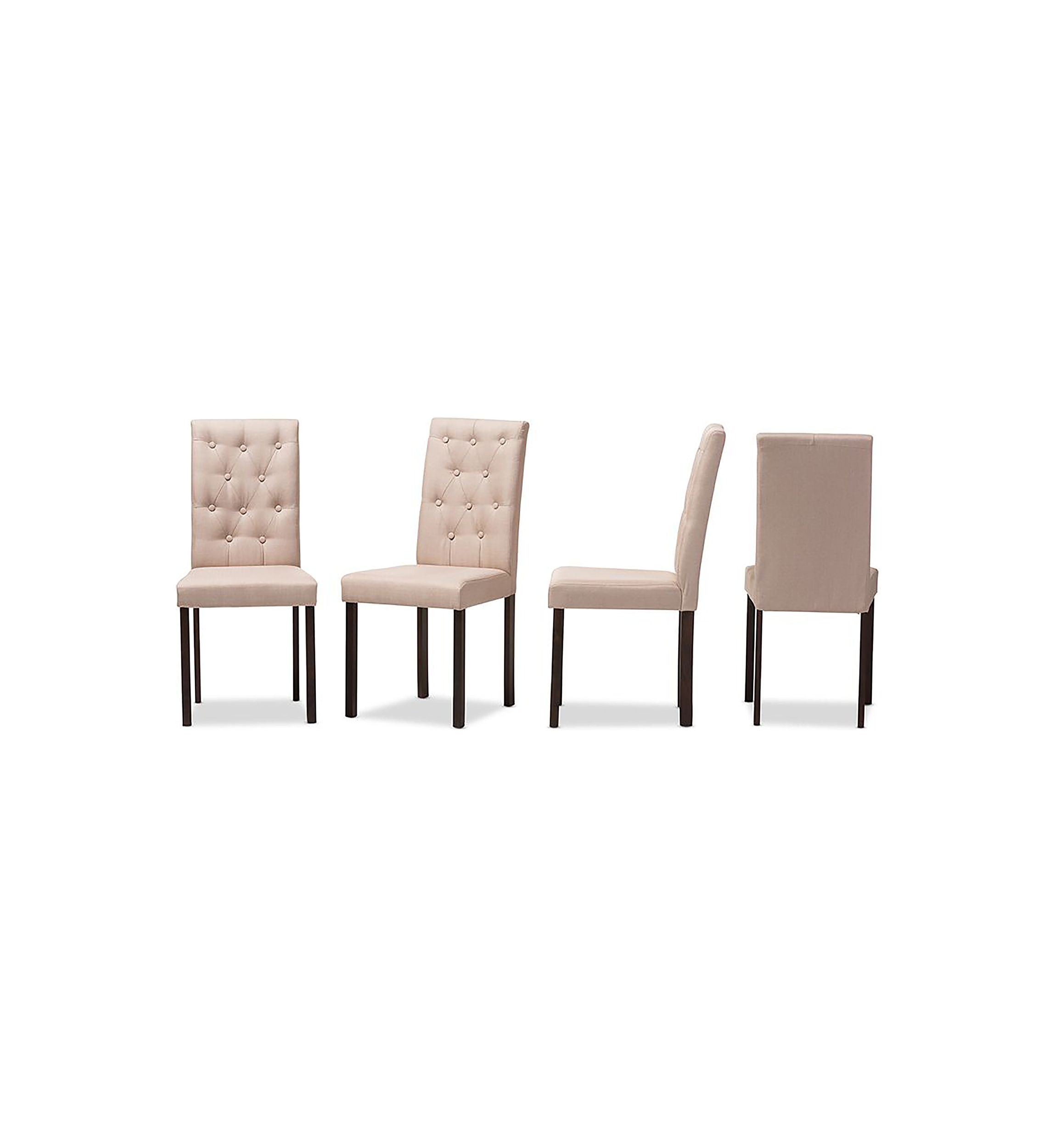 Gardner Modern and Contemporary Dark Brown Finished Beige Fabric Upholstered Dining Chair
