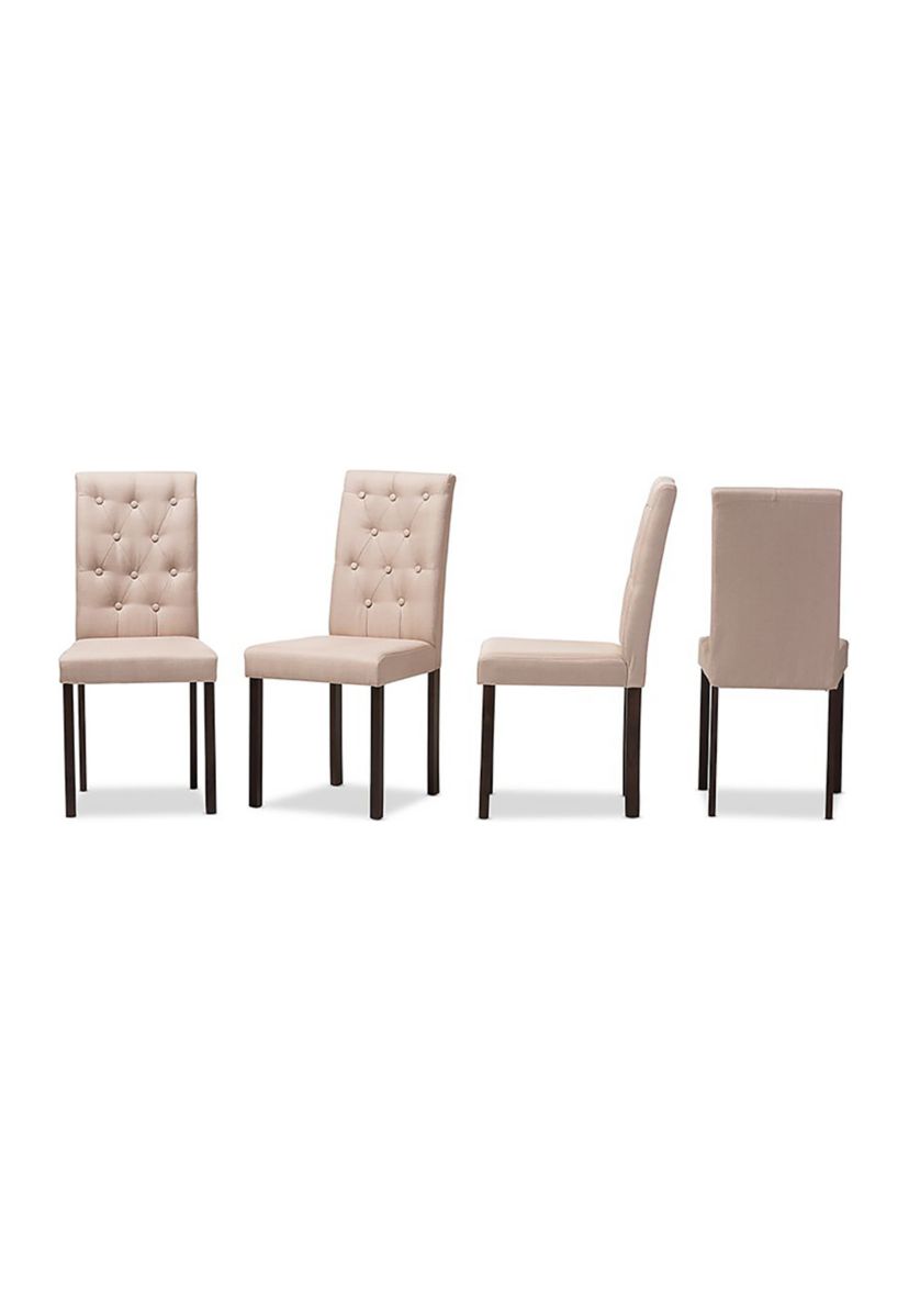 Gardner Modern and Contemporary Dark Brown Finished Beige Fabric Upholstered Dining Chair
