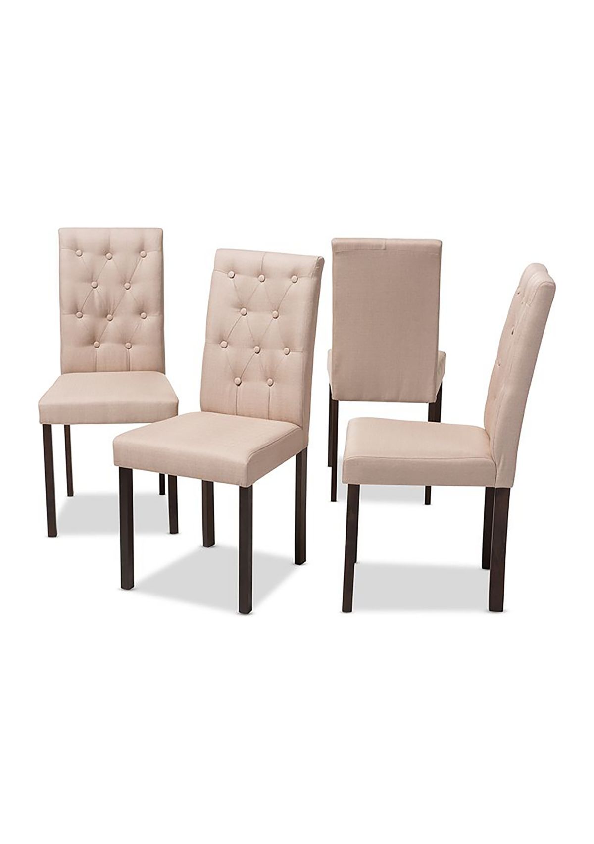 Gardner Modern and Contemporary Dark Brown Finished Beige Fabric Upholstered Dining Chair