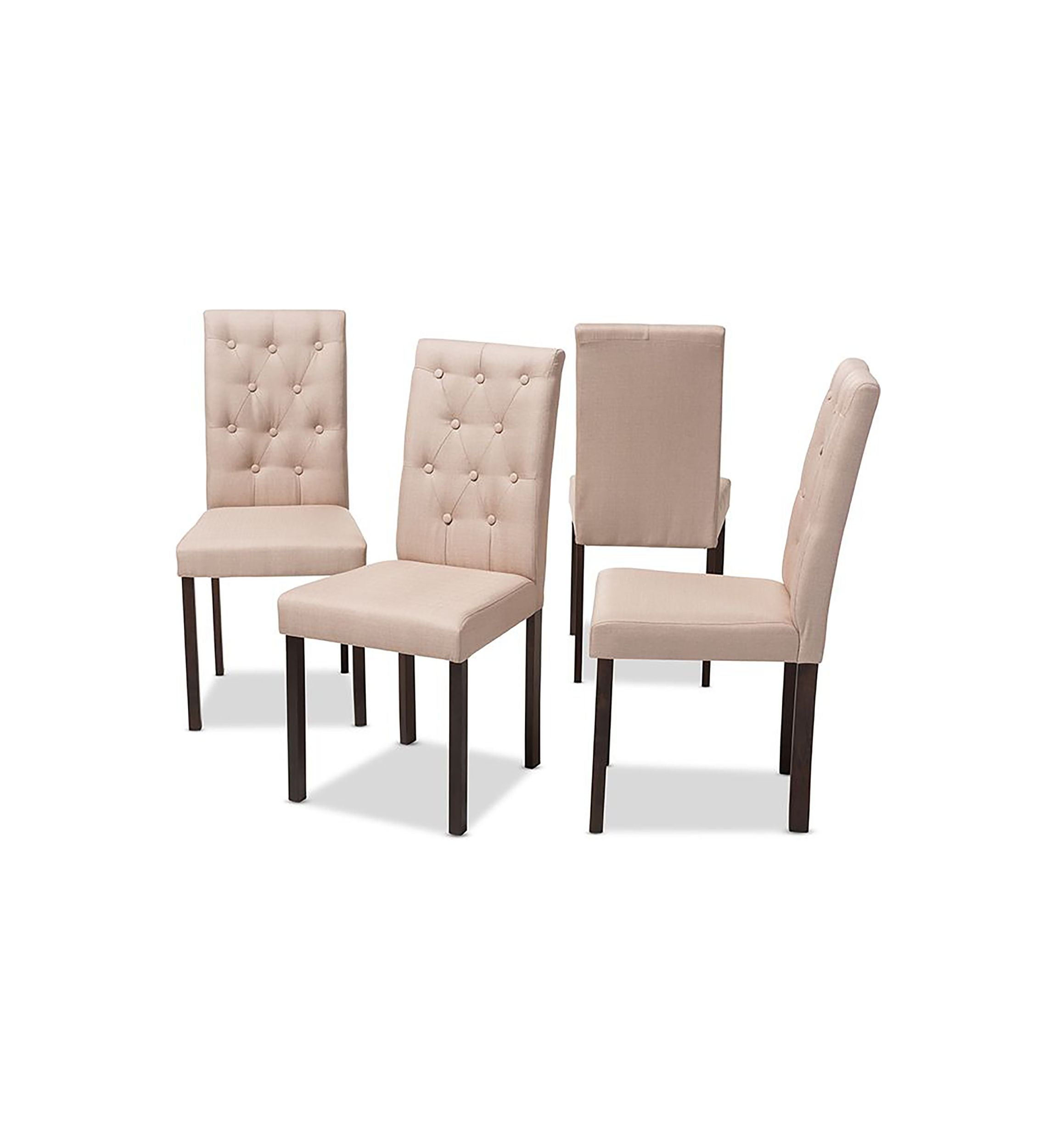 Gardner Modern and Contemporary Dark Brown Finished Beige Fabric Upholstered Dining Chair