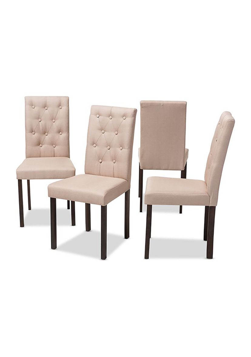 Gardner Modern and Contemporary Dark Brown Finished Beige Fabric Upholstered Dining Chair