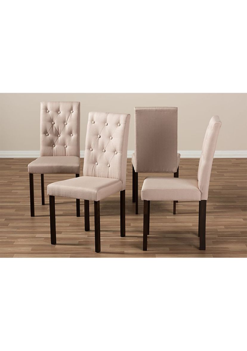 Gardner Modern and Contemporary Dark Brown Finished Beige Fabric Upholstered Dining Chair