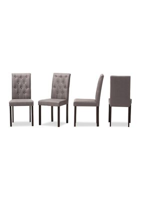 Gardner Modern and Contemporary Dark Brown Finished Grey Fabric Upholstered Dining Chair