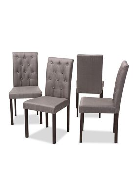 Gardner Modern and Contemporary Dark Brown Finished Grey Fabric Upholstered Dining Chair