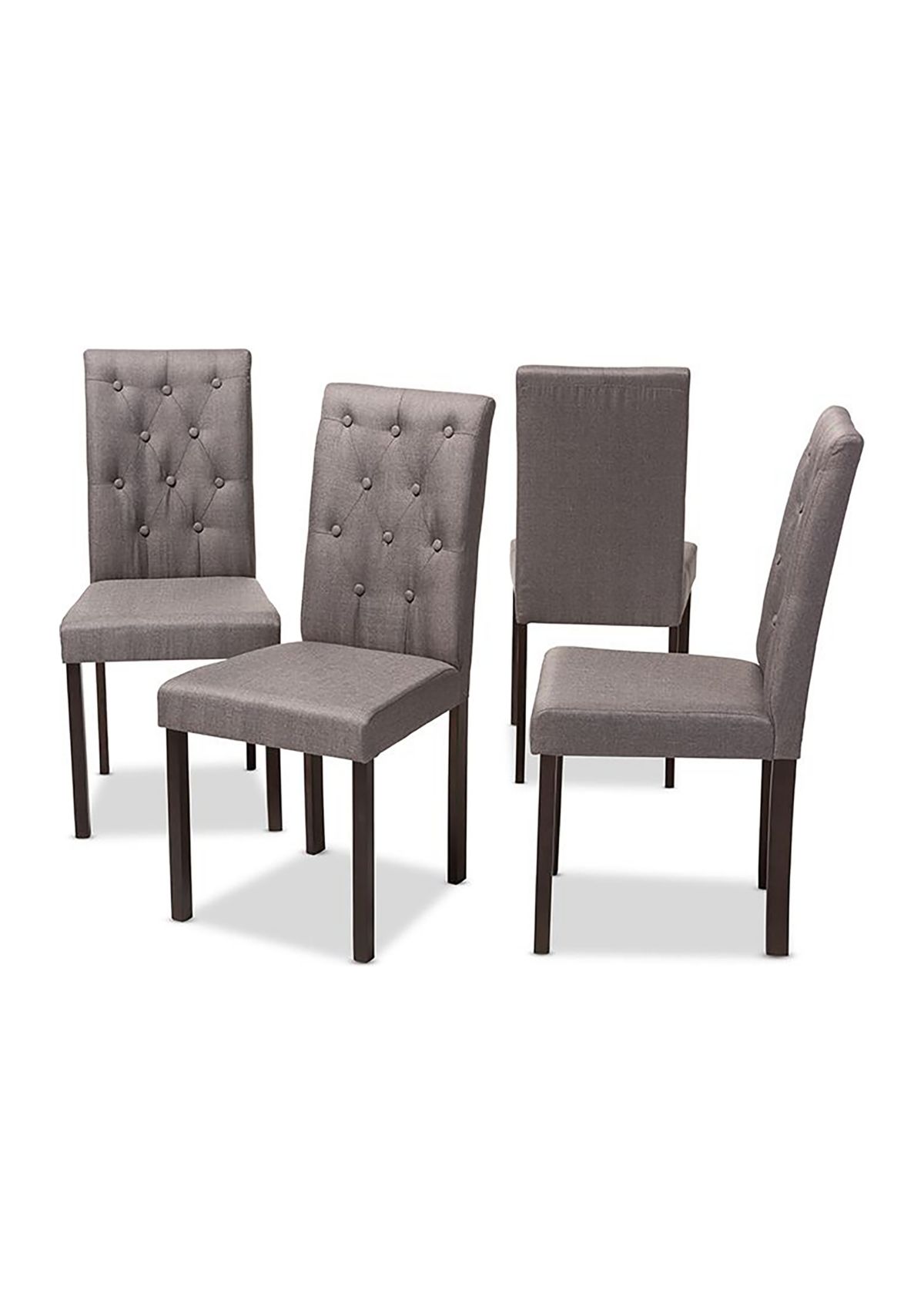 Gardner Modern and Contemporary Dark Brown Finished Grey Fabric Upholstered Dining Chair