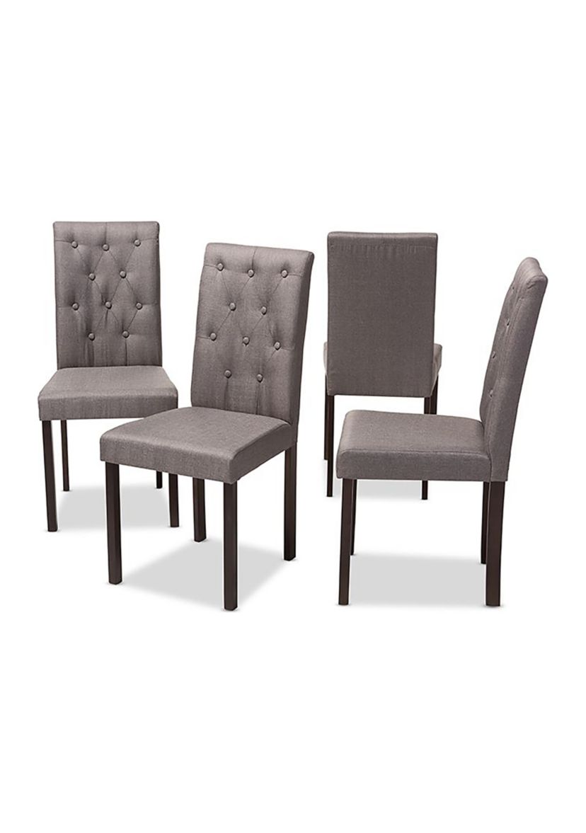 Gardner Modern and Contemporary Dark Brown Finished Grey Fabric Upholstered Dining Chair