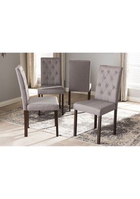 Gardner Modern and Contemporary Dark Brown Finished Grey Fabric Upholstered Dining Chair