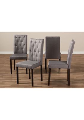 Gardner Modern and Contemporary Dark Brown Finished Grey Fabric Upholstered Dining Chair
