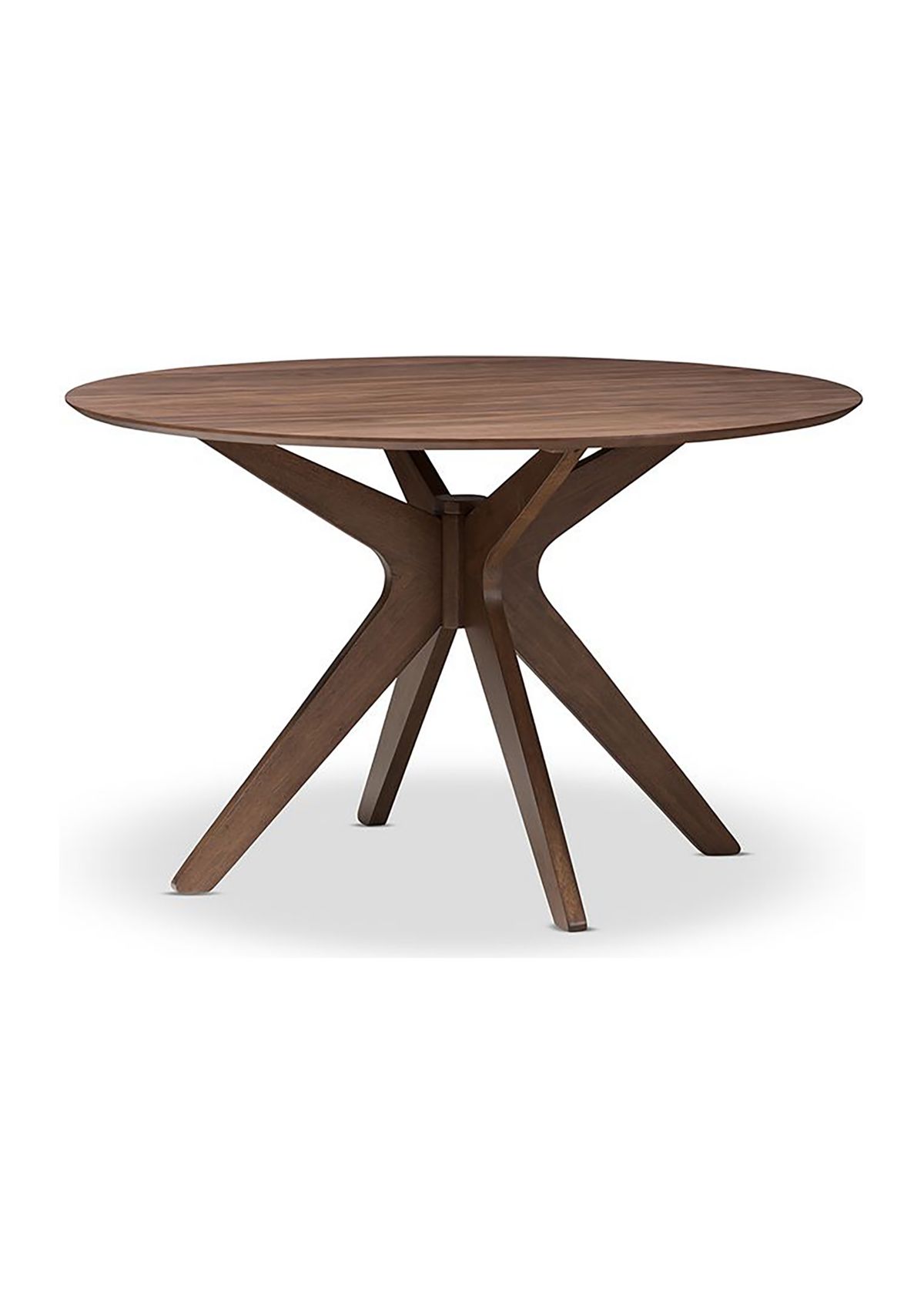 Monte Mid-Century Modern Walnut Wood 47-Inch Round Dining Table