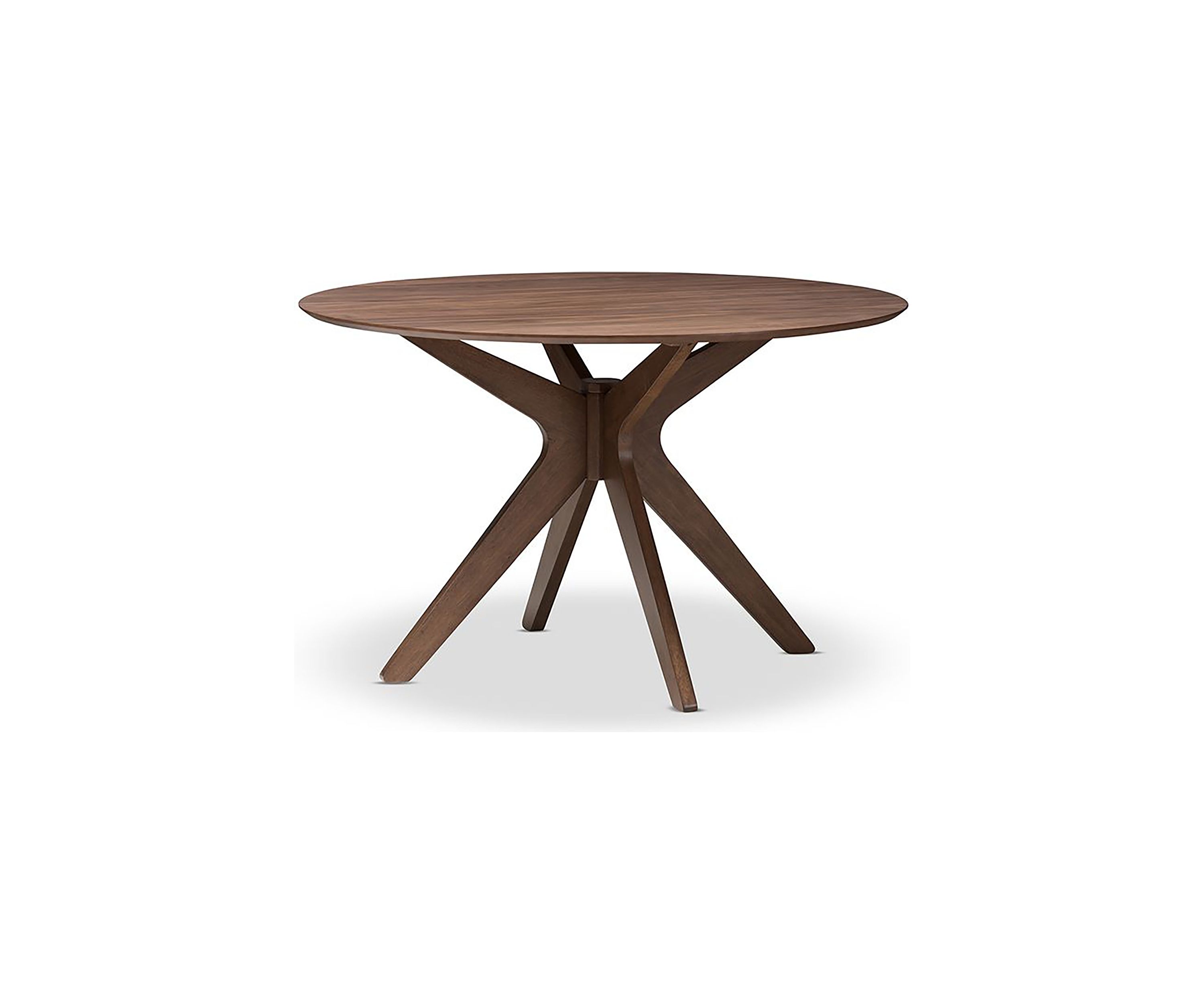 Monte Mid-Century Modern Walnut Wood 47-Inch Round Dining Table