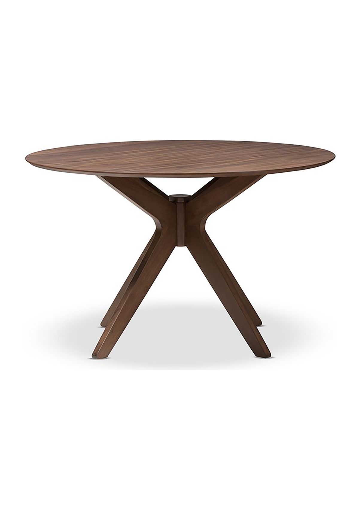 Monte Mid-Century Modern Walnut Wood 47-Inch Round Dining Table