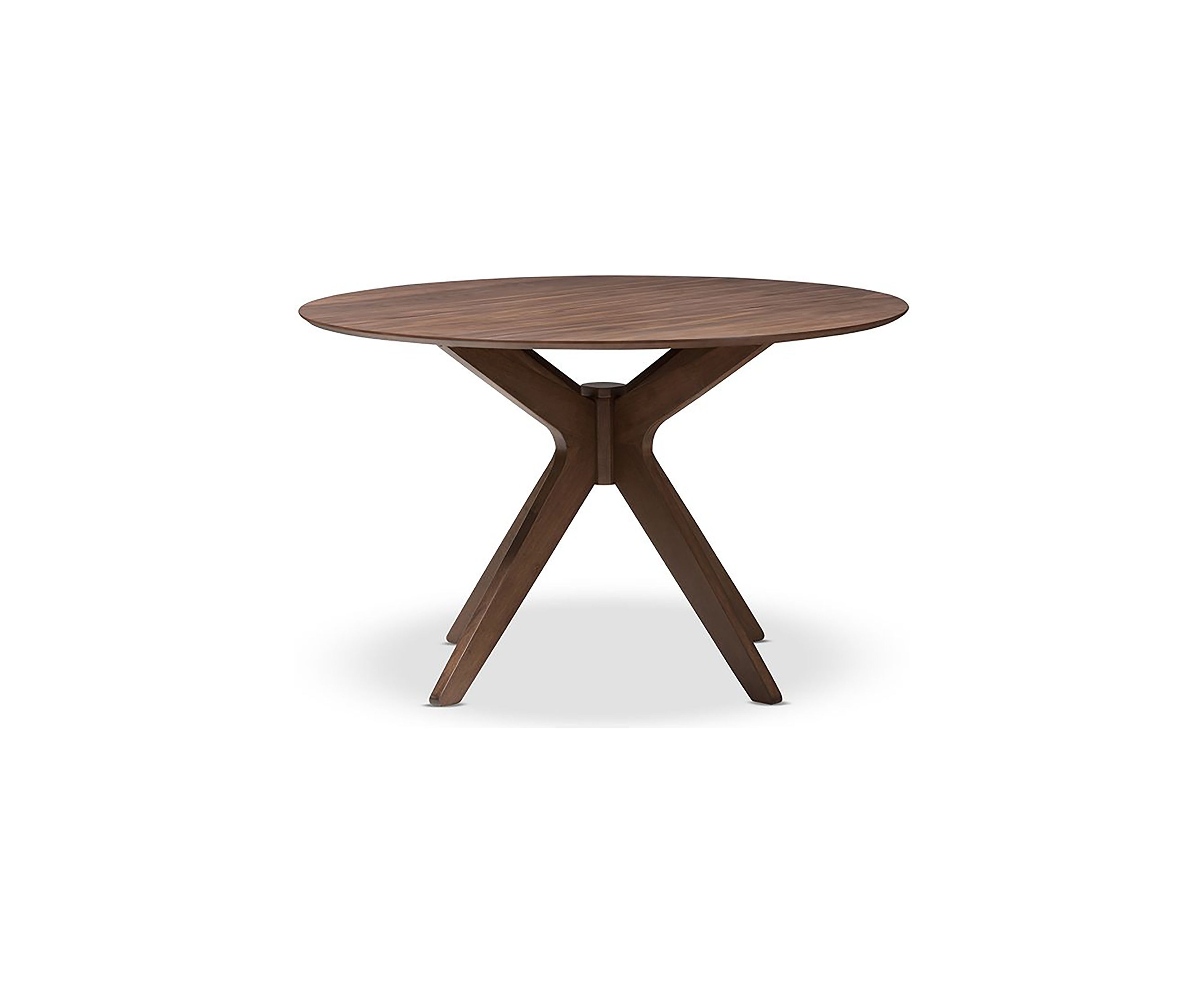 Monte Mid-Century Modern Walnut Wood 47-Inch Round Dining Table