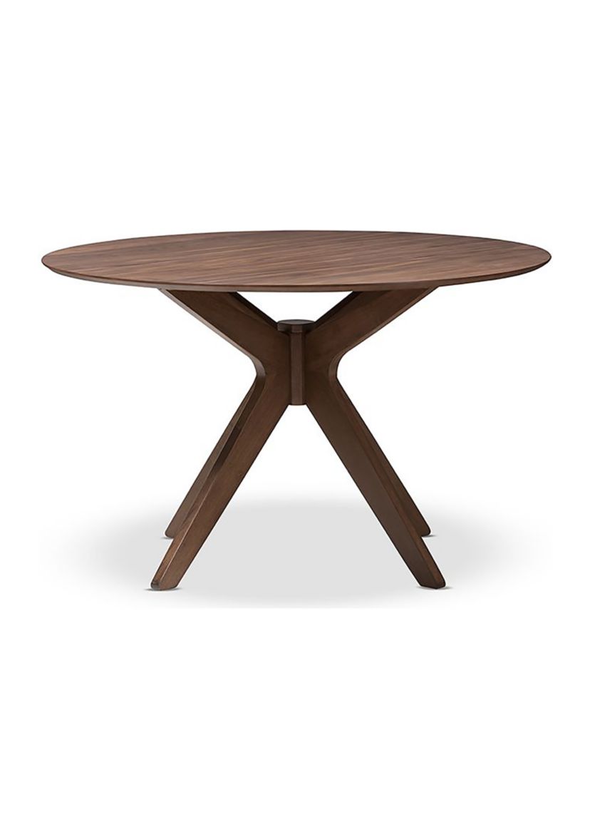 Monte Mid-Century Modern Walnut Wood 47-Inch Round Dining Table
