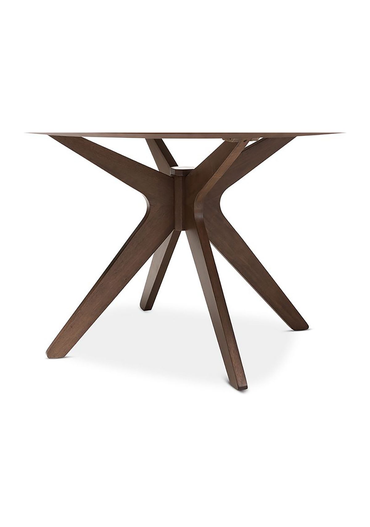 Monte Mid-Century Modern Walnut Wood 47-Inch Round Dining Table