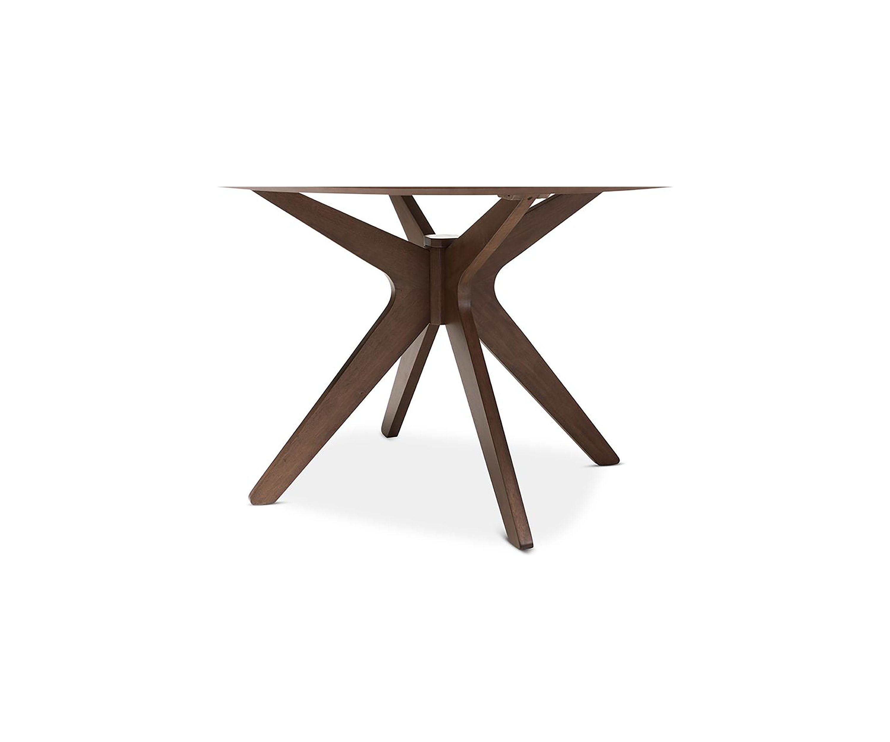 Monte Mid-Century Modern Walnut Wood 47-Inch Round Dining Table