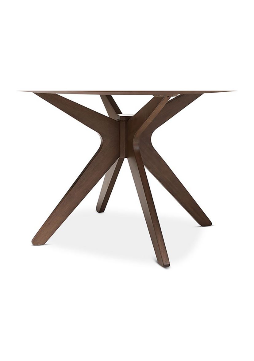 Monte Mid-Century Modern Walnut Wood 47-Inch Round Dining Table