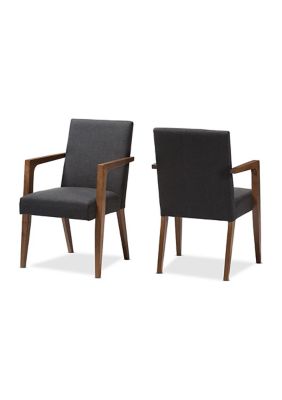 Baxton Studio Andrea Mid-Century Modern Dark Grey Upholstered Wooden Armchair