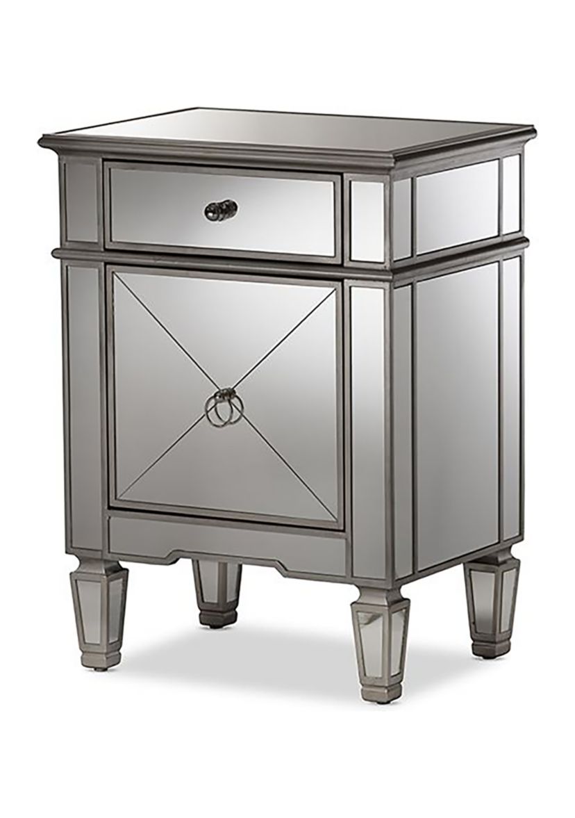 Claudia Hollywood Regency Glamour Style Mirrored Nightstand