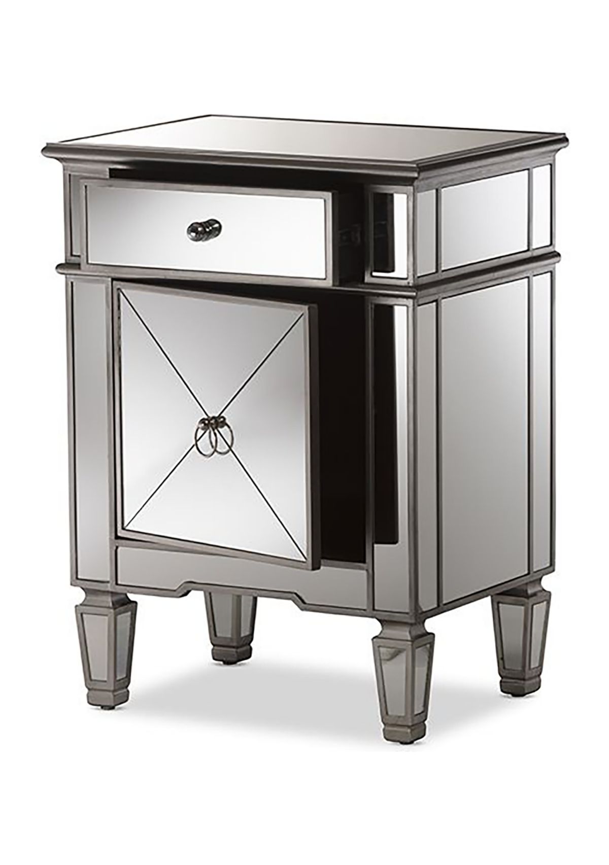 Claudia Hollywood Regency Glamour Style Mirrored Nightstand