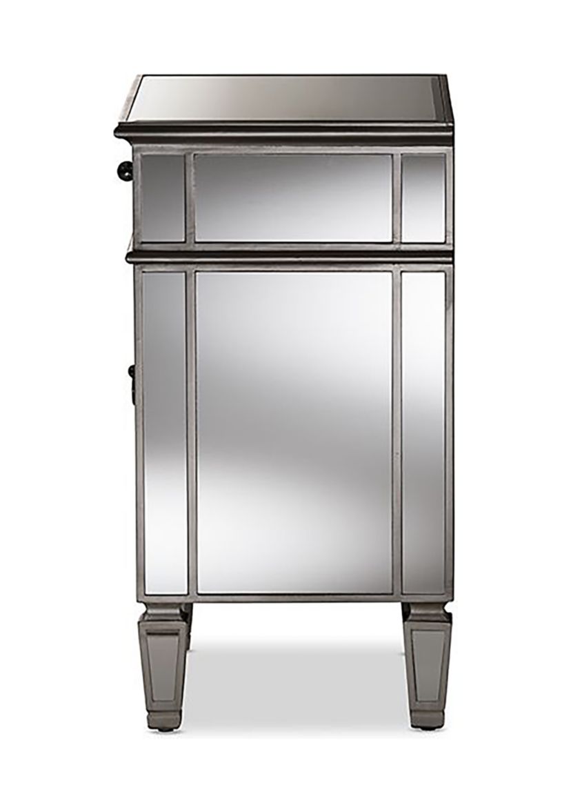 Claudia Hollywood Regency Glamour Style Mirrored Nightstand
