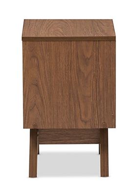 Hildon Mid-Century Modern White and Walnut Wood 2-Drawer Storage Nightstand