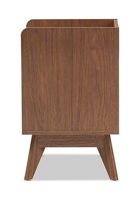 Brighton Mid-Century Modern White and Walnut Wood 3-Drawer Storage Nightstand