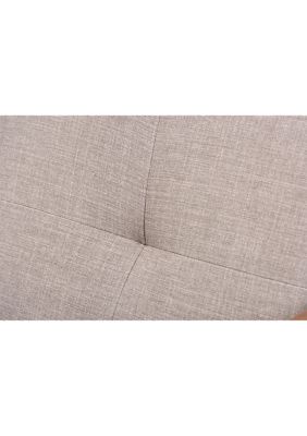 Bianca Mid-Century Modern Walnut Wood Light Grey Fabric Tufted 2-Seater Loveseat