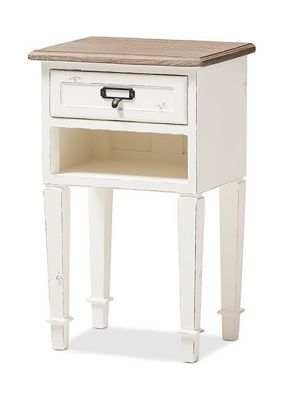 Baxton Studio Dauphine Provincial Style Weathered Oak And White Wash Distressed Finish Wood Nightstand