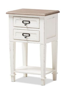 Baxton Studio Dauphine Provincial Style Weathered Oak And White Wash Distressed Finish Wood Nightstand