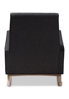 Marlena Mid-Century Modern Dark Grey Fabric Upholstered Whitewash Wood Rocking Chair