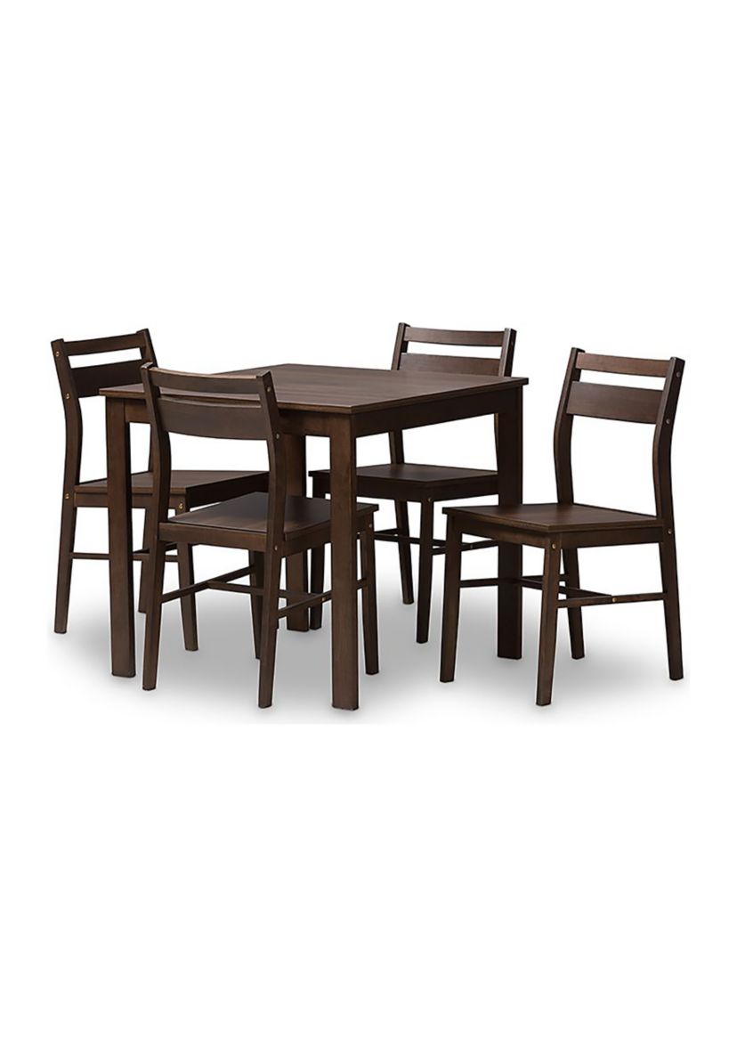Lovy Modern and Contemporary Walnut-Finished 5-Piece Dining Set