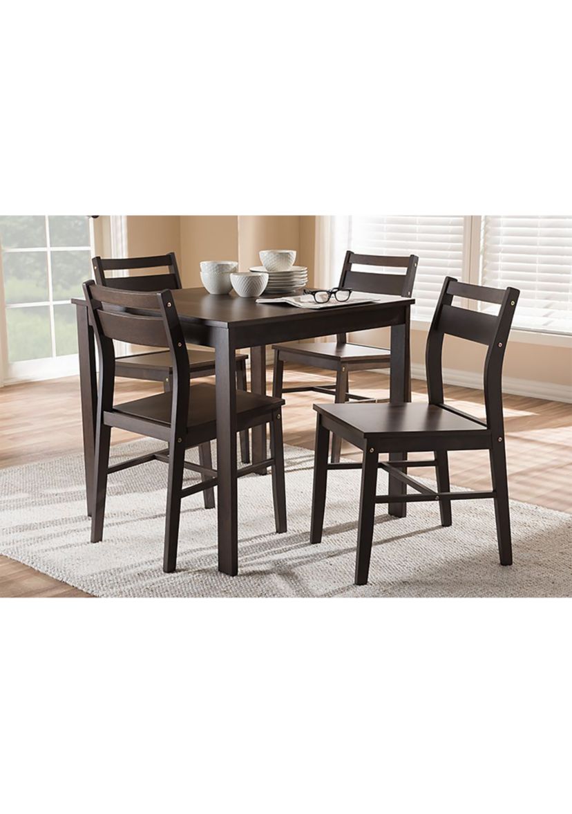 Lovy Modern and Contemporary Walnut-Finished 5-Piece Dining Set