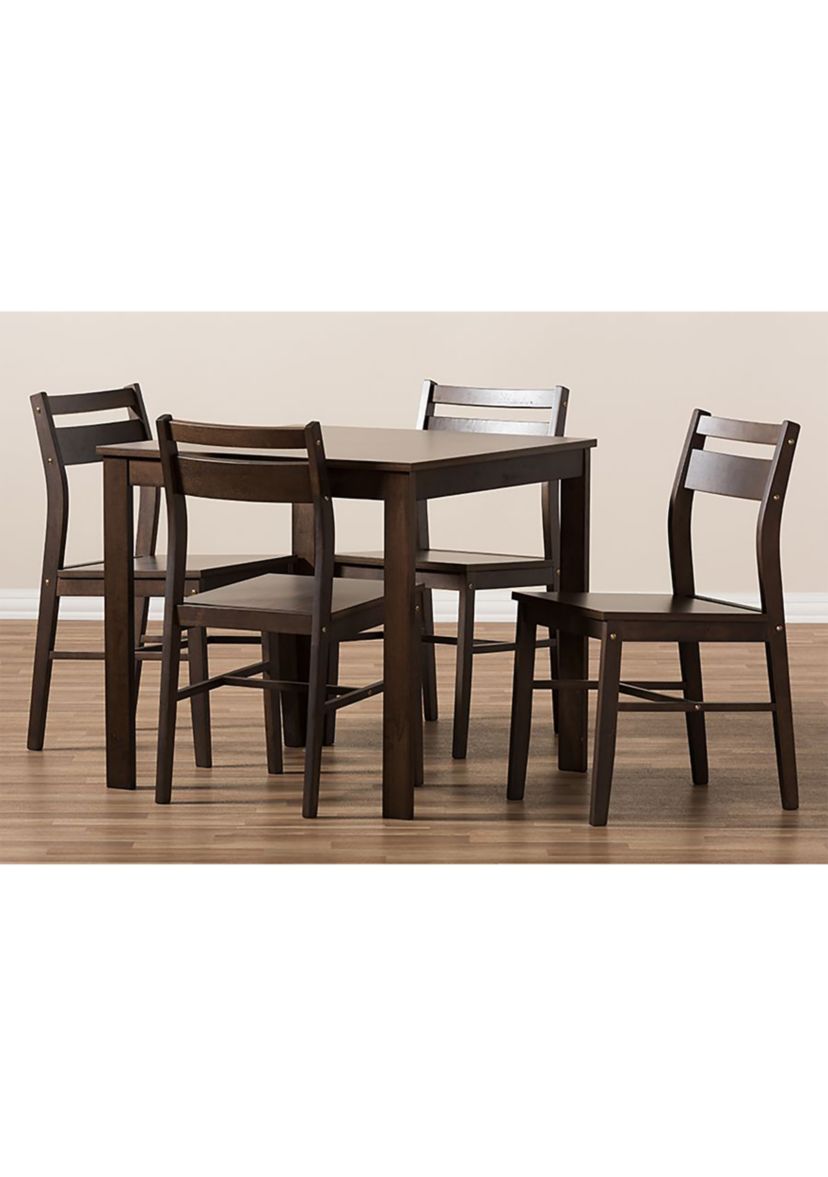 Lovy Modern and Contemporary Walnut-Finished 5-Piece Dining Set