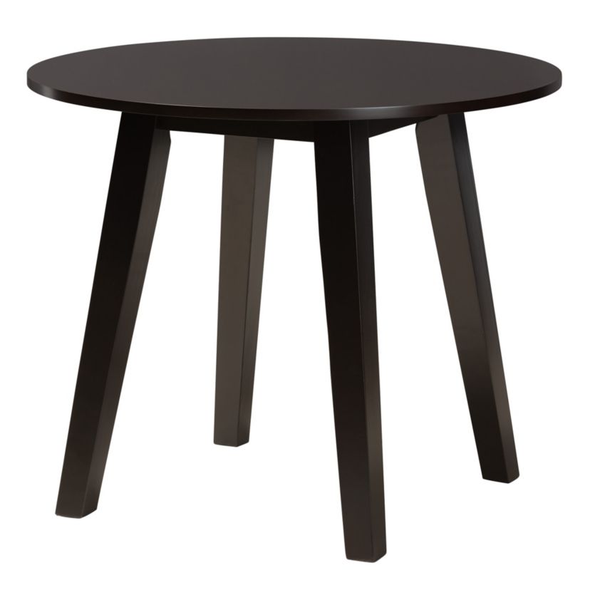 Emine Modern Dark Brown Faux Leather and Espresso Brown Finished Wood 5-Piece Dining Set