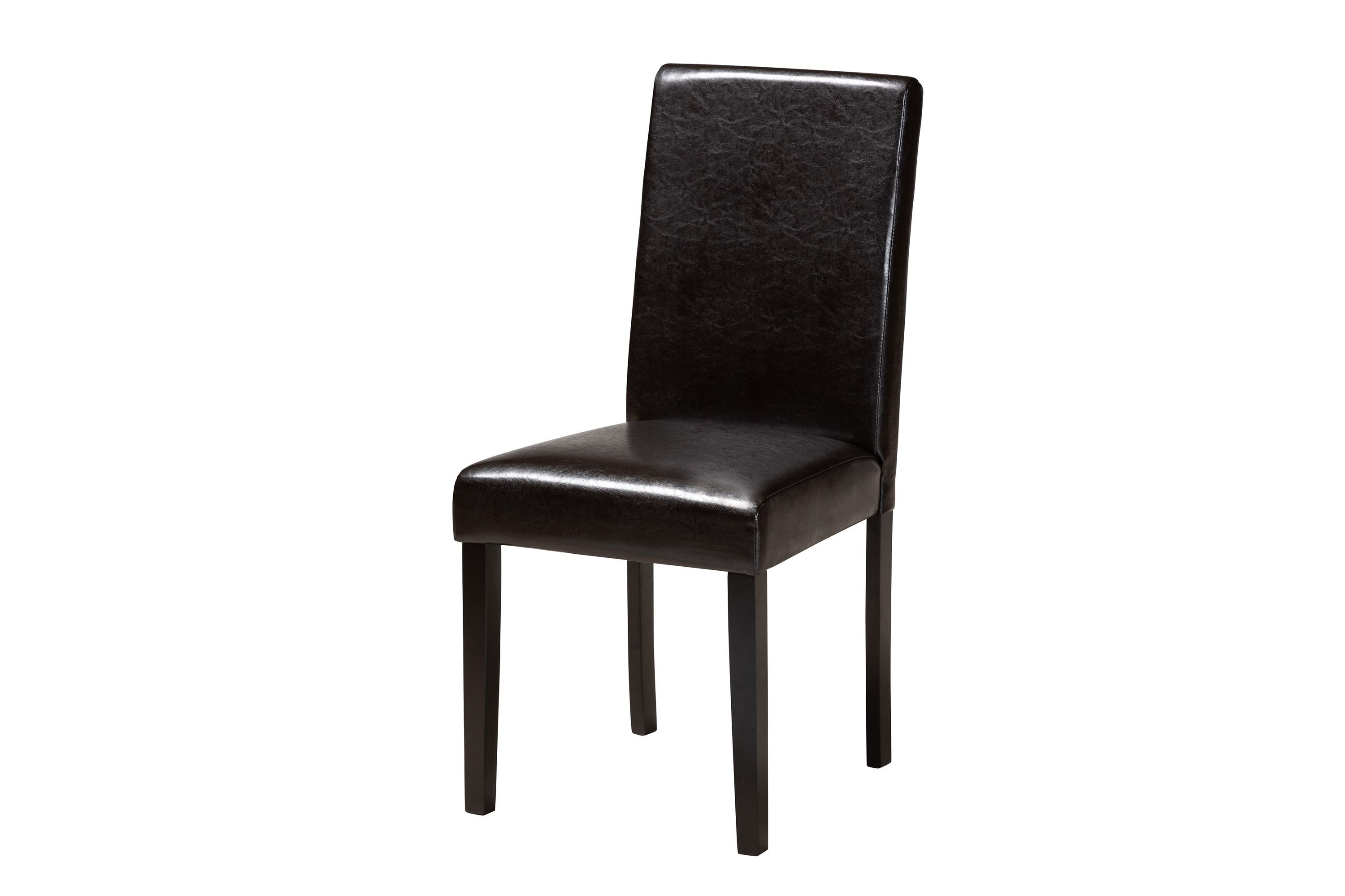 Bruna Modern Dark Brown Faux Leather and Espresso Brown Finished Wood 5-Piece Dining Set
