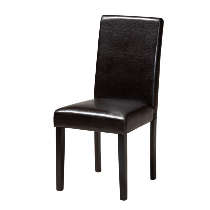Bruna Modern Dark Brown Faux Leather and Espresso Brown Finished Wood 5-Piece Dining Set
