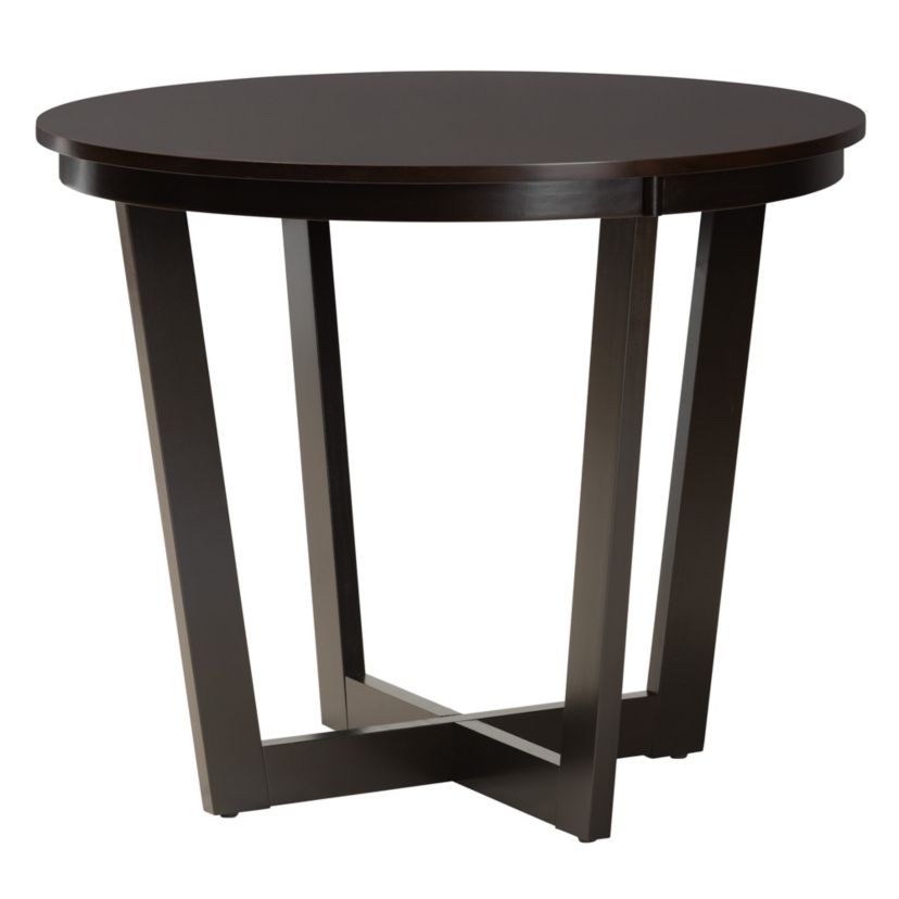 Bruna Modern Dark Brown Faux Leather and Espresso Brown Finished Wood 5-Piece Dining Set